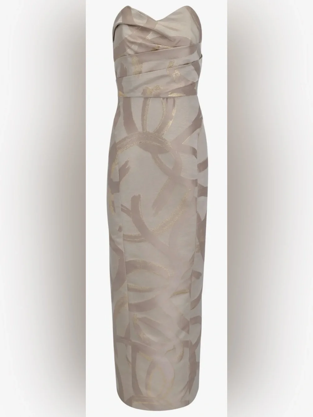 NEW Donna Karan New York Pleated Metallic Strapless Gown Sz 12
